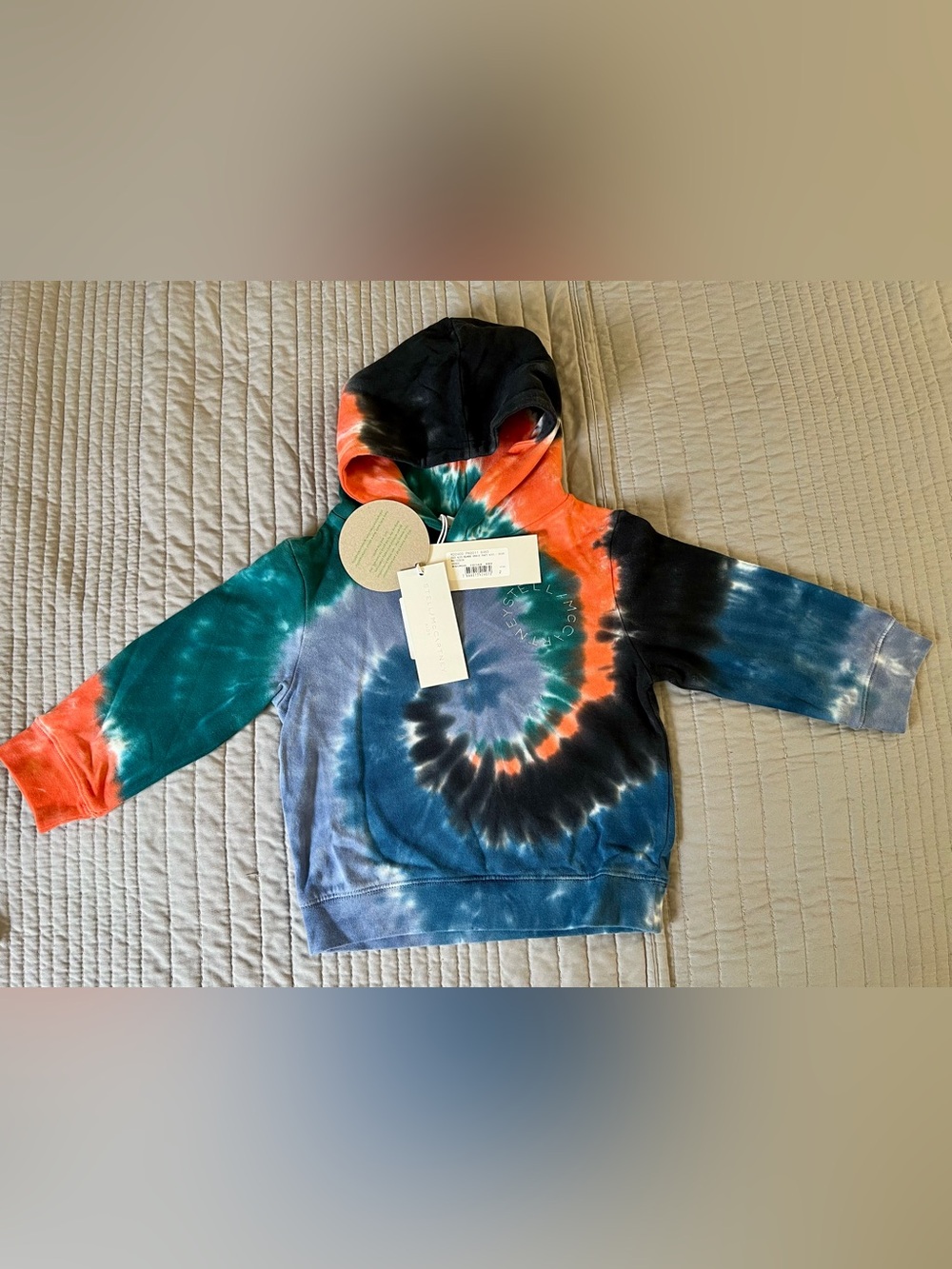 Stella McCartney Kids Tie-Dye Pullover Hoodie - Teal, Orange, Navy, Black
